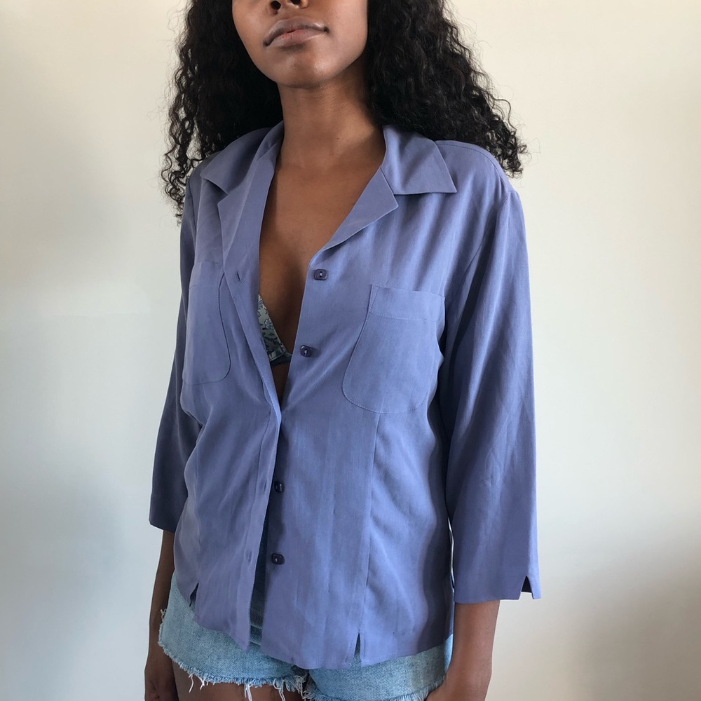 Notations 100% silk button down blouse